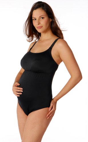 PregO Maternity Solid Empire Tank One Piece Swimsuit