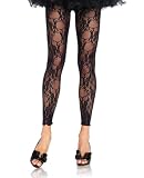 Floral Lace Footless Tights (Black;One Size)