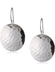 Sterling Silver Hammered Disc Drop Earrings