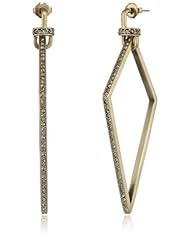 Paige Novick "Diamonds" Diamond Shaped with Pave Detail In Antique Gold Earrings