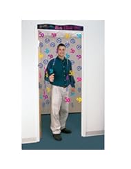 Health and Beauty: 6.5ft the Big Five Oh Happy 50th Birthday Party Door Doorway Curtain Decoration - Balloons and Party