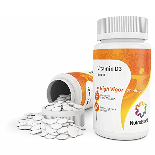 NutraBlast Vitamin D3 1500IU Cholecalciferol - Non-GMO - Supports Heart, Brain, Skeletal, Bone and Immune Health - Made in USA (100 Tablets) NutraBlast Vitamin D3 1500IU Cholecalciferol - Non-GMO - Supports Heart, Brain, Skeletal, Bone and Immune Health - Made in USA (100 Tablets)