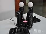 Playstation 3 Ps3 Move Quad Charge Station + Charges 2 Six Axis Wireless Co ....