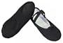 Demi-pointes en toile - bi-semelle en cuir - danse classique - noir