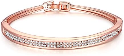 Aliliya Minimalism Czech Diamond Gold Plated Popular Bangle Bracelet - Pink Gold