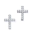 10K White Gold 1/4 ct. Diamond Cross Earrings (Highest Quality)
