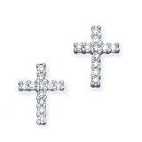 10K White Gold 1/4 ct. Diamond Cross Earrings (Highest Quality)