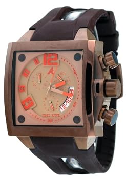 Adee Kaye #AK7115-MIPBR Men's Persona Collection Polyurethane Strap Chronograph Watch