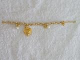Gold Charm Bracelet- Golden Heart and Pearl Design