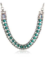 Sorrelli "Viridescence" Double Border Crystal Silver-Tone Necklace, 16"