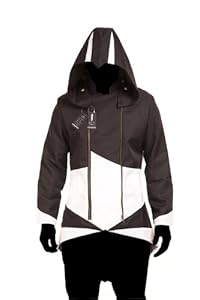 Hoodie Costume Jacket Coat - independently designed by WitBuy designers,Black with White (Men-X-Large)