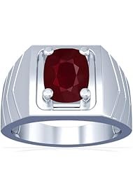 14K White Gold Cushion Cut Ruby Solitaire Ring