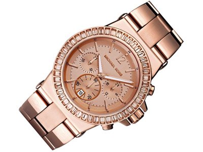 Michael Kors Watches Ladies Dylan Glitz Chronograph Rose Gold Dial Watch