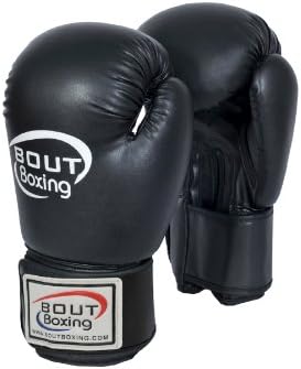 Bout Boxing - Pro Training Gloves (Synthetic Leather) (BLACK, 14OZ)