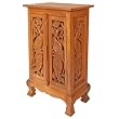 Handmade Asian Furniture - 32" Exotic Peacocks Storage Cabinet / End Table - Natural Finish