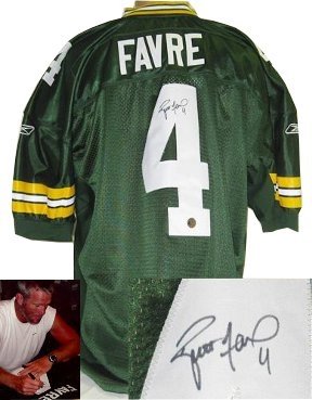 Brett Favre Autographed/Hand Signed Green Bay Packers Authentic Reebok Green Jersey- Favre Hologram