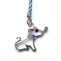 Cell Phone / Camera Charm Strap Beautiful Blue Diamond Cutesy Dog