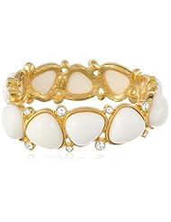 Kenneth Jay Lane Gold and Crystal White Cab Hinged Bracelet, 8"