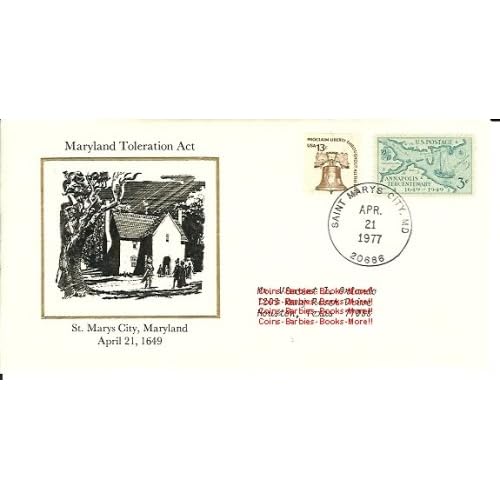 United States First Day Cover Stamps Maryland Toleration
