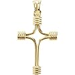 14K Yellow Gold Tubular Cross Pendant - 33.75x23.25mm