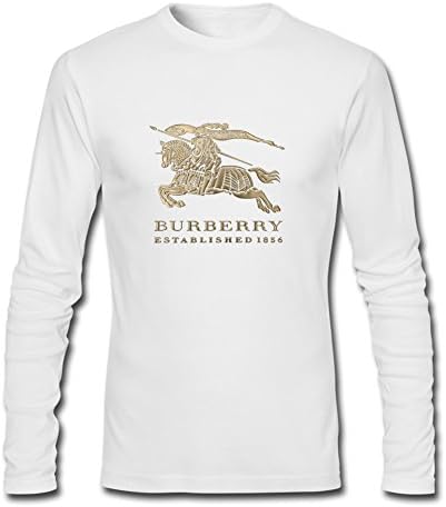 Printed Golden Burberry Logo Men's Long Sleeve T-Shirt