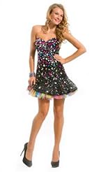 Modest Crystals Crystal Beaded Lace Applique Chiffon/Taffeta/Tulle Short Prom Dress 