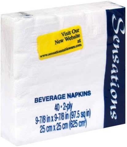 Beverage Napkin - White - 40 Count (Pack of 3)