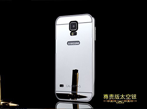 Samsung S5 Case,Ultra-thin Luxury Aluminum Metal Mirror PC Back Case Cover for Samsung Galaxy S5 I9600 (Silver)