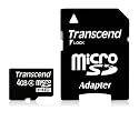 Transcend Micro SDHC Memory Card Class 4 with SD Adaptor 4 GB