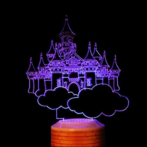 Steily 3D Optical Illusion LED Night Lights Color Blue With Bluetooth Speaker For Kits Party Gifts (Castle in the Sky)