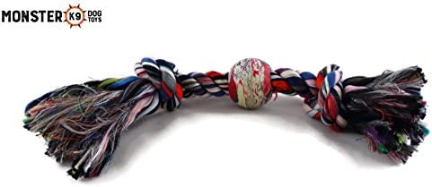 Lifetime Guarantee - Rope Ball Dog Toy - Fetch Toy for Large Dogs, 100% natural cotton rope &amp; 100% natural rubber ball, Rope Bone Toy