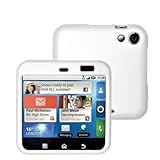 White Rubberized Snap-On Hard Skin Case Cover for Motorola Flipout MB511 Ph ....