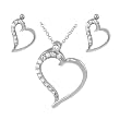 Sterling Silver CZ Lined Heart Necklace and Earring Set