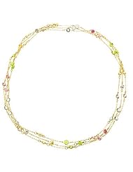 CleverSilvers Tiffany Inspired Multi Gemstone By The Yard Gold Necklace 60