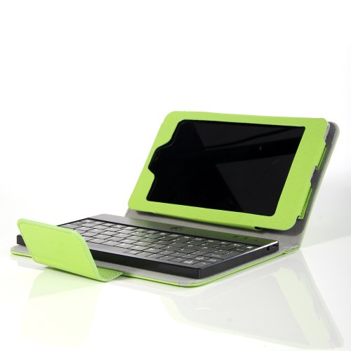 Lumsing Premium 2 in 1 Folding PU Leather Case Cover with Detachable Wireless Bluetooth Keyboard and Kick Stand for Google Nexus 7 inch Android Tablet PC (Green)