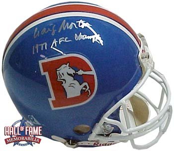 Craig Morton Autographed/Hand Signed Broncos Full Size Pro Helmet with 77 AFC Champs Inscription