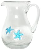 Hand Blown Glass Starfish Pitcher 8"H