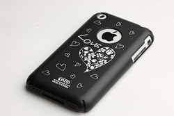 Apple iPhone 1G Soft Polycarbonate Slim fit Case - Black with Love Tattoo (Cozip Brand) Made in Korea