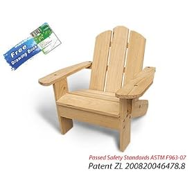 Kids Indoor / Outdoor Chair 20101 - Passed Safety Standards ASTM F963-07, Unfinished Fir, for ages 2 to 6, Free Drawing Book