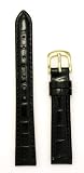 Ladies' Alligator Grain Leather Watchband Black 10mm Short Watch Band