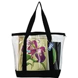 Large Clear Zipper Tote with Color Trim & Bottom (Black) ~ Ensign