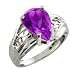 2.60 Ct Pear Shape Purple Amethyst Argentium Silver Ring