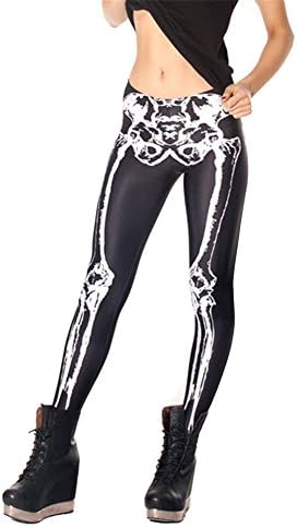 SHOLOV Women's Designed Digital Print Mechanical Bones Pattern Sexy Stretch Leggings