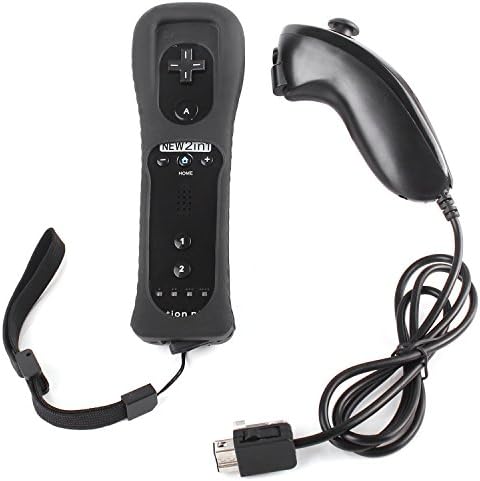 Mix-Play 2in1 Built in Motion Plus Remote and Nunchuck Controller with Silicone Case Nintendo Wii/ Wii U - Black