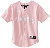 MLB Girls New York Yankees Applique Baseball Jersey (Pink, Medium)