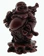 Happy Travelling Buddha - Imitation Red Wood Figurine