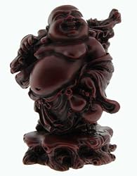 Happy Travelling Buddha - Imitation Red Wood Figurine