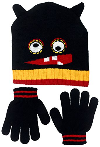 Polar Wear Boys Funny Monster Face Knit Hat & Gloves Set