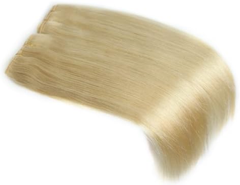 MiLan Hair 3 Bundles 24" 5AAAAA Full Head Natural Straight Weft Handmade Weaving Sew in Hair Unprocessed 100% Indian Virgin Real Human Hair Extensions Shiny Dyeable Bleachable for Beauty Hairsalon 300g (#60 Platinum Blonde)