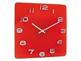 Kitchen & Housewares : Present Time Karlsson Wall clock Vintage glass red square shaped 35cm x 35cm